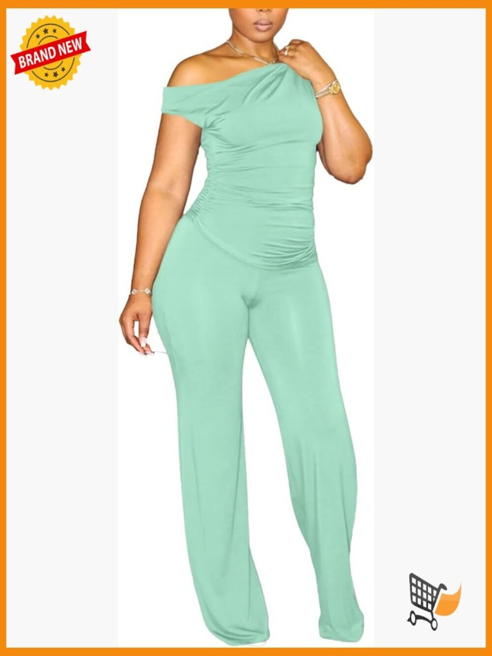 Sexy Off Shoulder Crop Top Wide Leg Pant Set